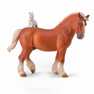 COLLECTA 88916 KOŃ ZIMNOKRWISTY Z KOTEM  XL / DRAFT HORSE WITH CAT