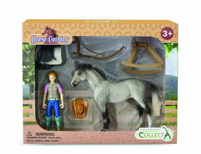 COLLECTA 84245 DŻOKEJKA HOBBYSTYCZNA Z KONIEM I AKCESORIAMI JEŹDZIECKIMI Horse Country