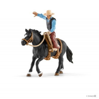Schleich KOWBOJ SIODŁAJĄCY DZIKIEGO KONIA (Schleich 41416)