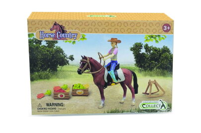 COLLECTA 84248 DŻOKEJKA HOBBYSTYCZNA Z KONIEM I AKCESORIAMI JEŹDZIECKIMI Horse Country