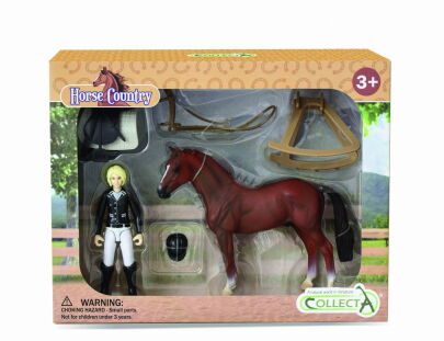 COLLECTA 84244 ZAWODOWA DŻOKEJKA Z KONIEM I AKCESORIAMI JEŹDZIECKIMI Horse Country