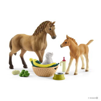 Schleich  ZESTAW PIELĘGNACYJNY QUARTER HORSE I ŹREBIĘ (Schleich 42432)